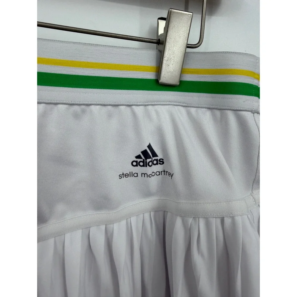 Adidas Stella McCartney Barricade Tennis Skirt Womens L 40L White Ruffle Green